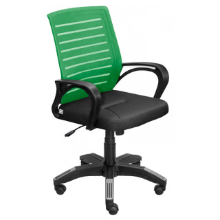 Кресло мод "МИ-6" (сид.ортопед, подл.пл.209, крест.пл.d680) спинка - зелёная, сиденье - чёрное