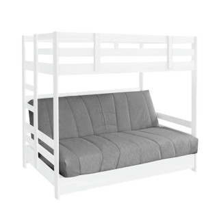 Двухъярусная кровать массив с диван-кроватью Боннель (Cover 87, белый)