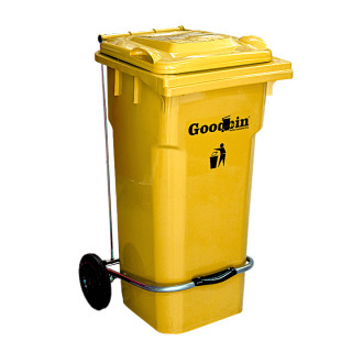 Мусорный бак "Goodbin" на колесах с педалью (желтый,240л)